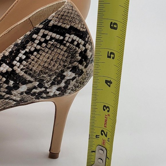 Bleecker & Bond Parker Tan Snakeskin Print Leather Pointy Toe Heeled Pumps 9M - Picture 6 of 9